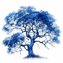Blue tree on white background 