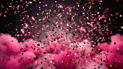 Dynamic Pink Confetti Burst. Vibrant pink confetti explosion with dynamic motion.
