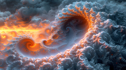 Swirl of Fire in Cloudy Sky