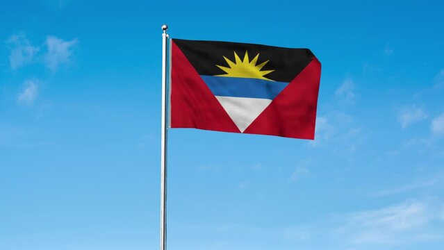 High detailed flag of Antigua and Barbuda. Antigua and Barbuda flag. North America. 3D Render.