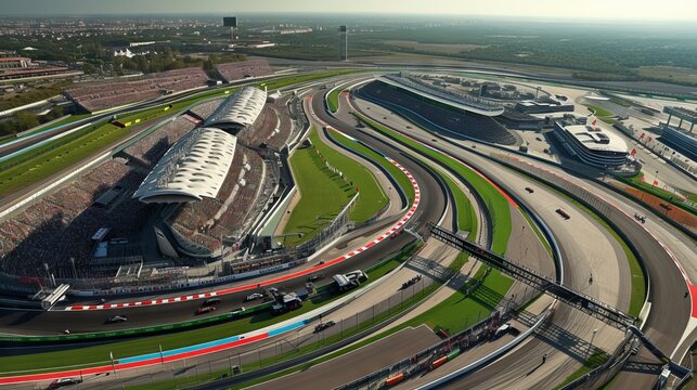 The method of carrying out the Formula 1. General view from a bird's-eye view.