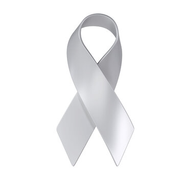 Brain Cancer 3d grey ribbon sign transparent. Awareness Month Symbol Closeup, May. World Brain Cancer Day Concept