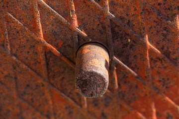 Detail from old metal rusty mooring equipment - obrazy, fototapety, plakaty