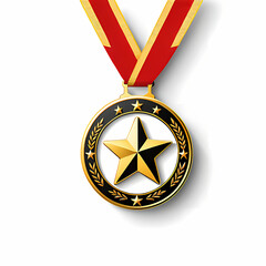 Medaille mit Rot Band auf Wei&szlig;em Hintergrund