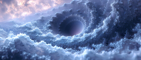 Black Hole in the Sky Surrounded by Clouds Fractal