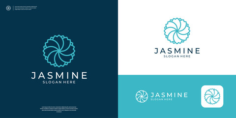 Abstract jasmine flower logo design template - obrazy, fototapety, plakaty
