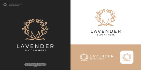 Fototapeta na wymiar Minimalist elegant Lavender logo and branch