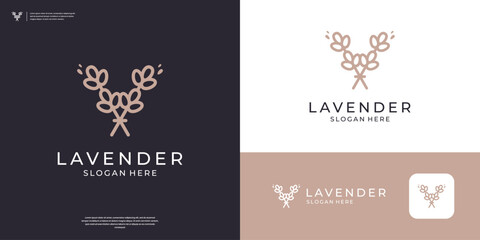 Abstract lavender logo and branch icon vector