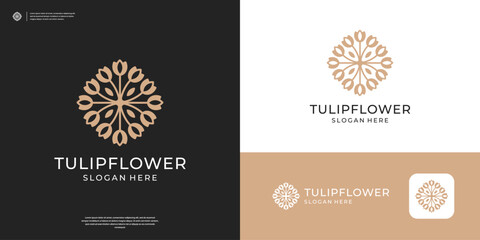 Abstract vector tulip logo design templates - obrazy, fototapety, plakaty