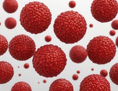 Hematological Ballet: Detailed 3D View of Moving Blood Cells on a white background