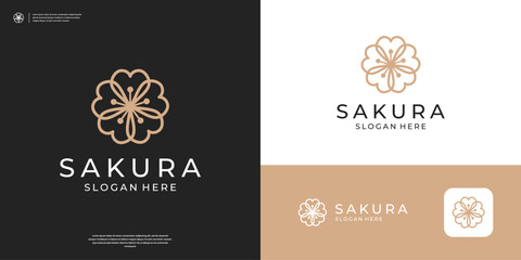 Beauty japanese flower logo design inspiration © kiarev