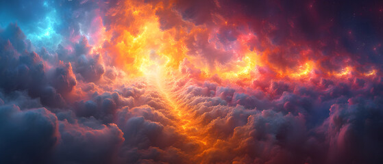 Fototapeta na wymiar Colorful Sky Filled With Abundant Clouds