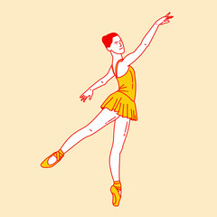 Simple cartoon illustration of a ballerina dancer 4