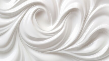 Obraz premium Abstract background with whipped white cream texture. Smooth fluid waves of liquid for banner, backdrop