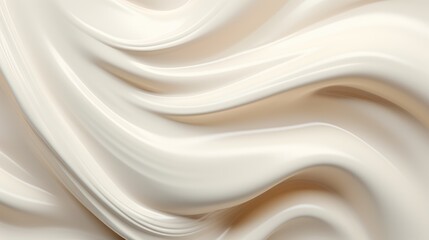 Abstract background with whipped white cream texture. Smooth fluid waves of liquid for banner, backdrop - obrazy, fototapety, plakaty
