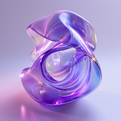 3D Render Of An Abstract Holographic Purple Sculpture, ai technology