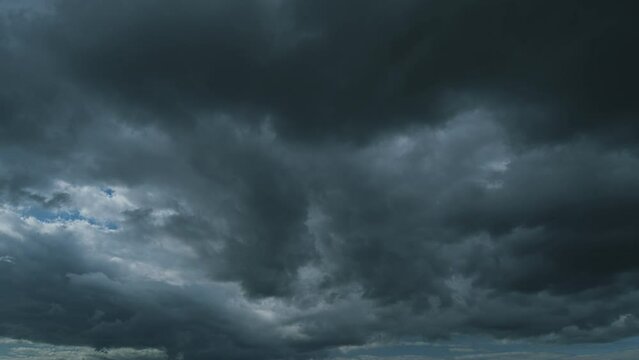 Magic Dark Grey Storm Clouds. Fluffy Gray Clouds To Dark Rain Clouds. Rainy Dark Clouds In Horizon.