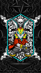 samurai rabbit cyberpunk vector illustration