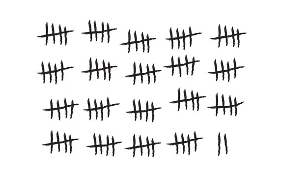 Never Give Up - Counting the Days - Black Tally Marks Isolated on White Wide Scale Background, Vector Concept Design
