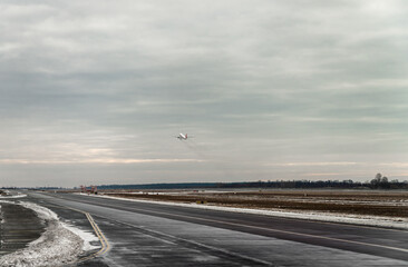 plane takes off from the airport in Ukraine