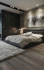a beautiful trendy luxury cozy comfortable bedroom interior design