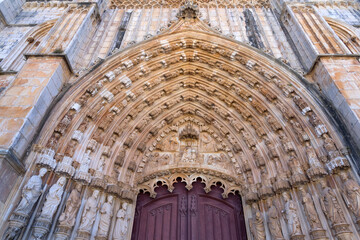 Portico of the Batalha monastery (Santa Maria da Vitoria) with a gotihc style in Portugal. World...