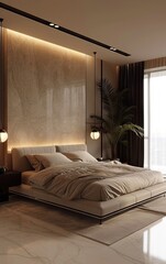 a beautiful trendy luxury cozy comfortable bedroom interior design