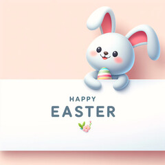 Cute easter card with easter bunny and copy space