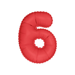 3D red coral color helium balloon number 6