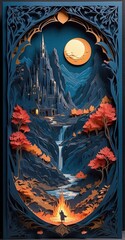 A mesmerizing paper-cut animation of the classic novel of The Lord of the Rings, Digital Art - obrazy, fototapety, plakaty