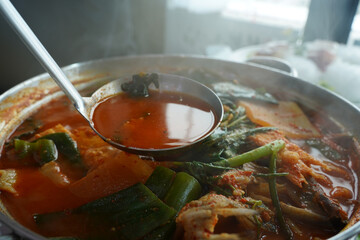 It is a traditional Korean fish stew made with plenty of red pepper powder or red pepper paste and seasoned with various vegetables. The most used fish here are cod, haddock, and pollock.