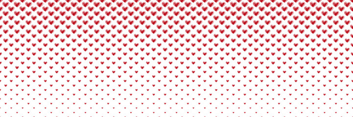 Blended  doodle red heart on white for pattern and background, halftone effect, Valentine's background