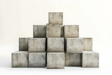 Minimalist concrete blocks arranged in a pyramid structure. modern and simple design concept. ideal for backgrounds and textures. AI