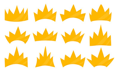Golden crown icons set. Vector illustration