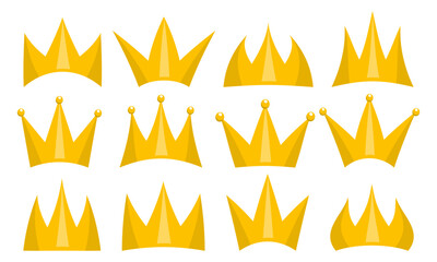 Golden crown icons set. Vector
