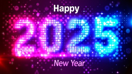 Enchanting happy new year 2025 celebration background with elegant happy 2025 new year text