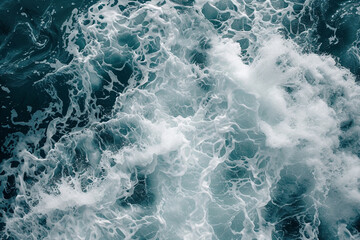 Stormy sea wave with foamy splash, ai technology