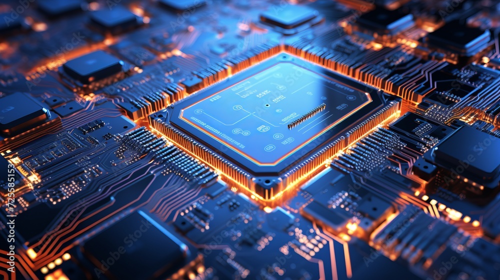 Poster vibrant 3d abstract technology background with integrated network patterns. futuristic circuit board