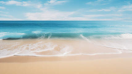 Fototapeta na wymiar .A captivating poster showcasing a serene beach scene with golden sands