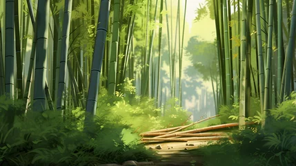 Fototapete Rund Bamboo forest panoramic landscape. Bamboo forest background. © Michelle