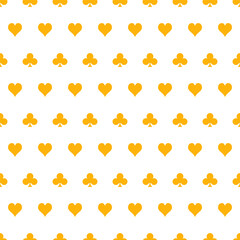 Seamless pattern with yellow playing card symbols