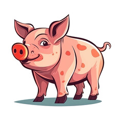 isolated pig cartoon illustration transparent background