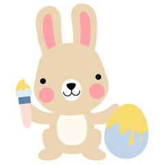 Easter bunny rabbits with baby chicks and Easter eggs