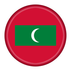 A Maldives flag button 3d illustration with clipping path