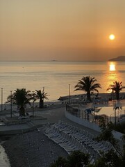 Golden hour at seaside in Croatia, beautiful sunset
