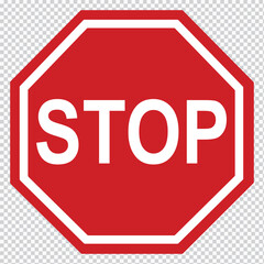 Red stop sign icon with text flat icon for apps and websites