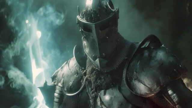 Knight in armor in a fantasy world 