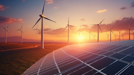  solar panels and wind power turbines 