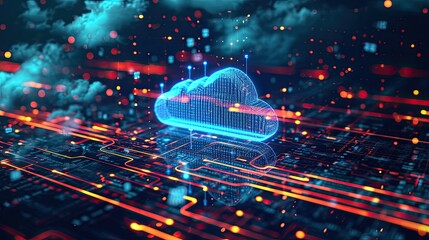 Cloud Architecture. Cloud architecture platform. Internet infrastructure concept. Abstract technology background. Digital saas solution. - obrazy, fototapety, plakaty