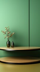 Vertical photo of minimalistic platform for product showcase. Product platform for phone commercial.